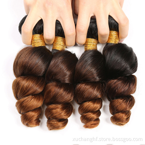 Full Cuticle Aligned Virgin Brazilian Ombre human hair 3 tone color ombre human hair extension